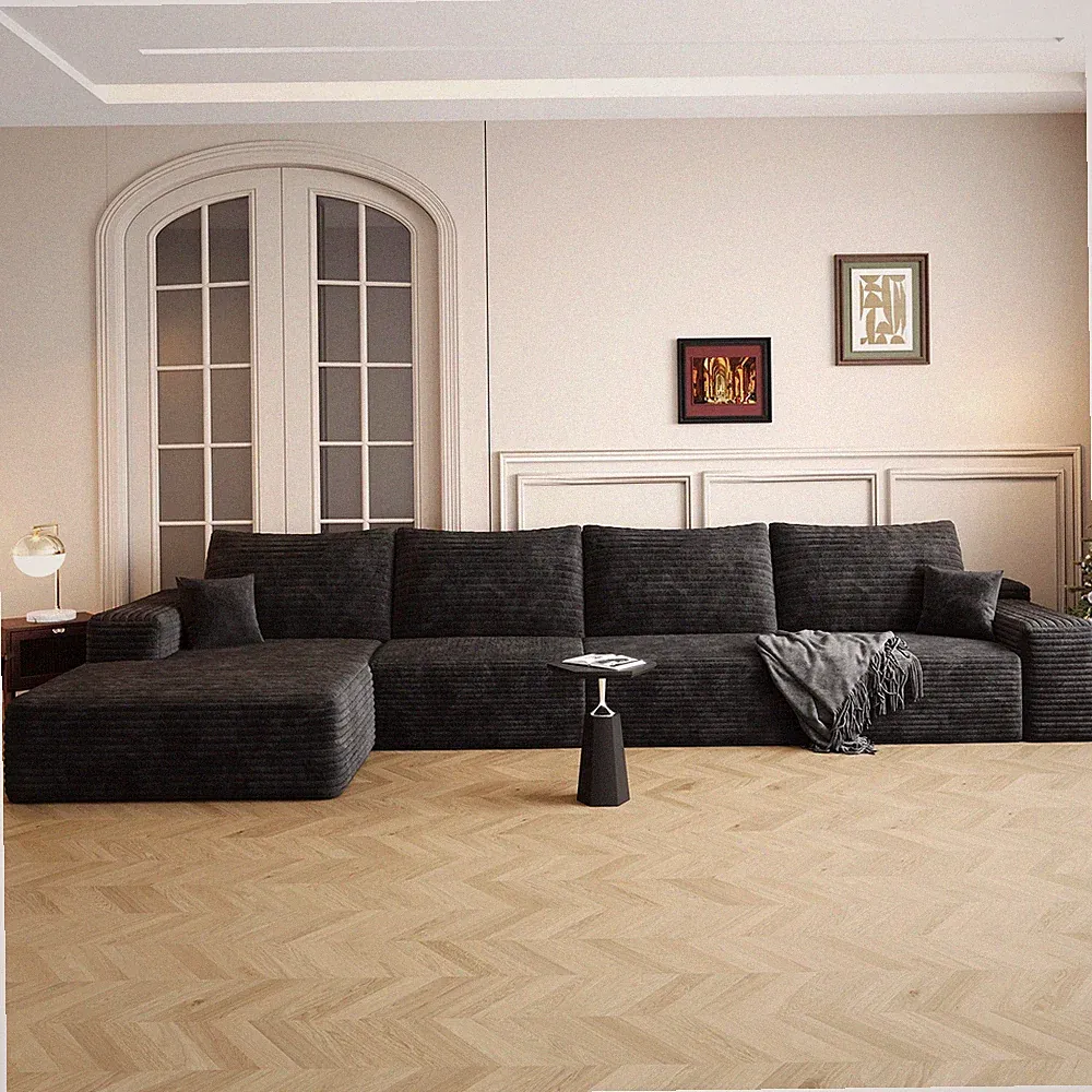 135" Cloud Sectional Couch with L-Shape Chaise,Modern Modular Sofa with Deep S