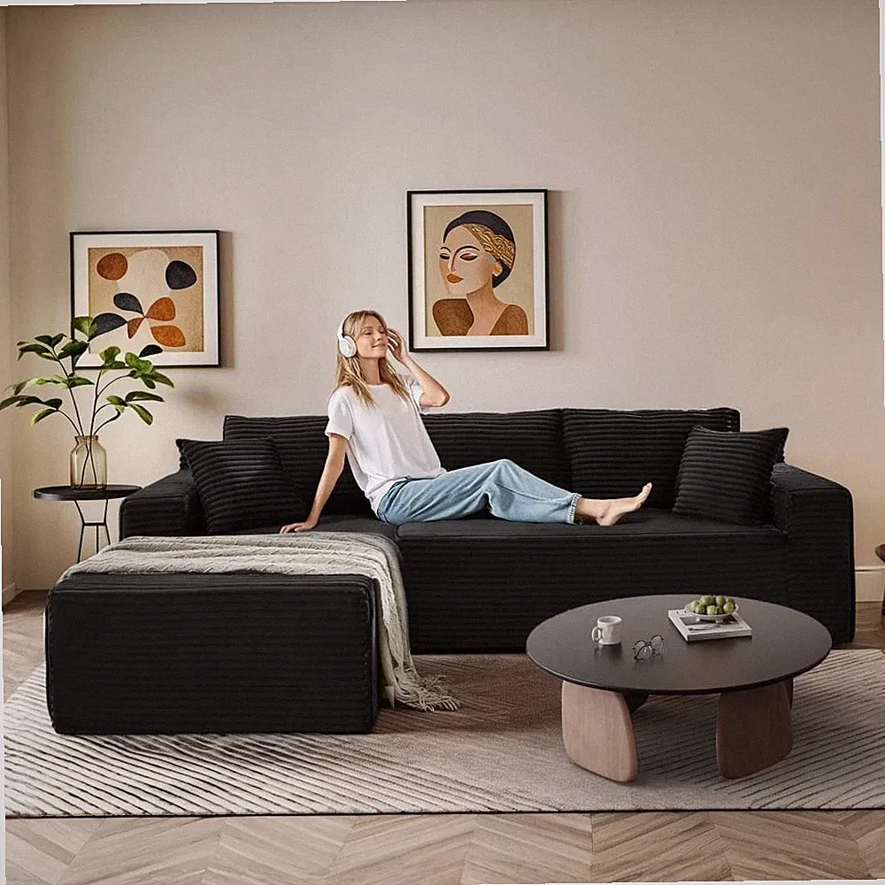 BHANITY 105" Cloud Sectional Couch with L-Shape Chaise,Oversized Boneless-sofa