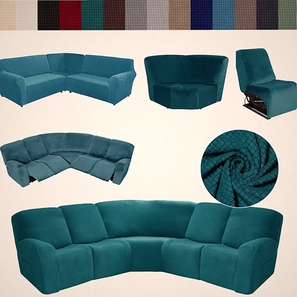 L Shaped Velvet Corner Sectional Cover Recliner Slipcover Protector Corner Piece