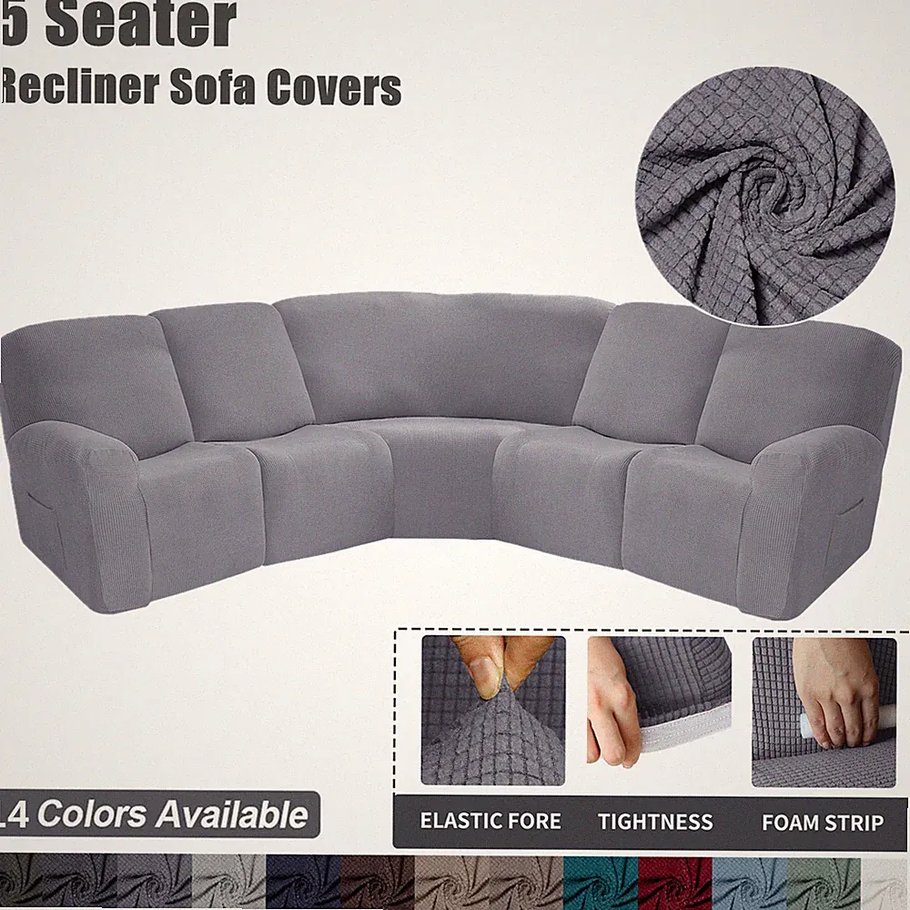 Sectional Sofa Covers 5 Seat Recliner Cover for Reclining L Shape Sofa Protector