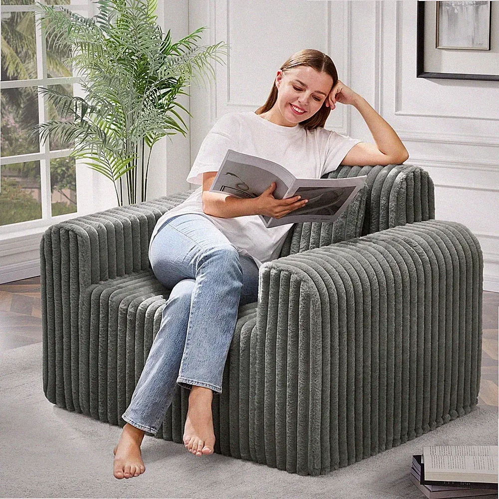 Single Sofa Foam Couch Sofa for Small Spaces Comfy Sofas with Removable Cover...